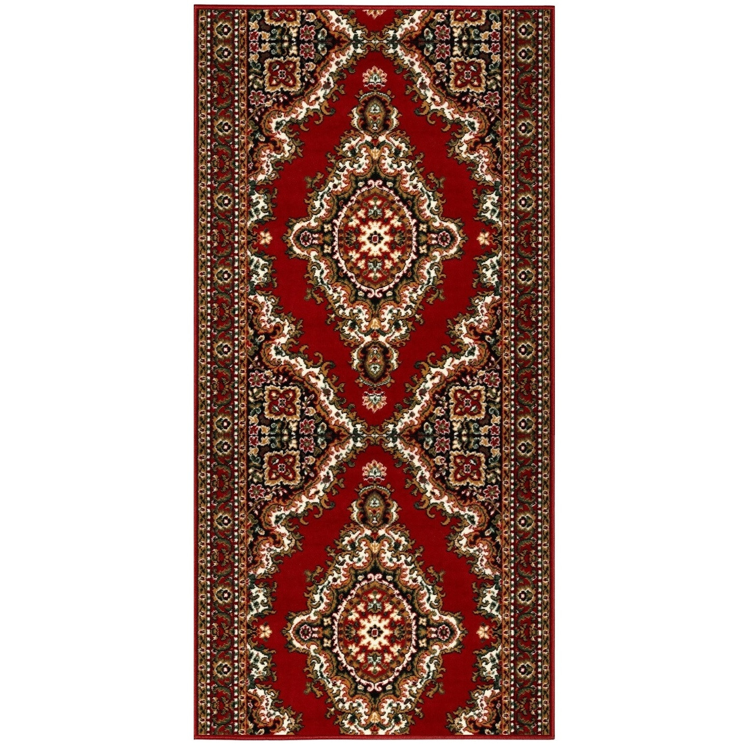 Alfa Carpets, AKCIA: 250x120 cm Behúň na mieru TEHERAN T-102 red - obšitý zo všetkých strán, červená, chodba / predsieň
