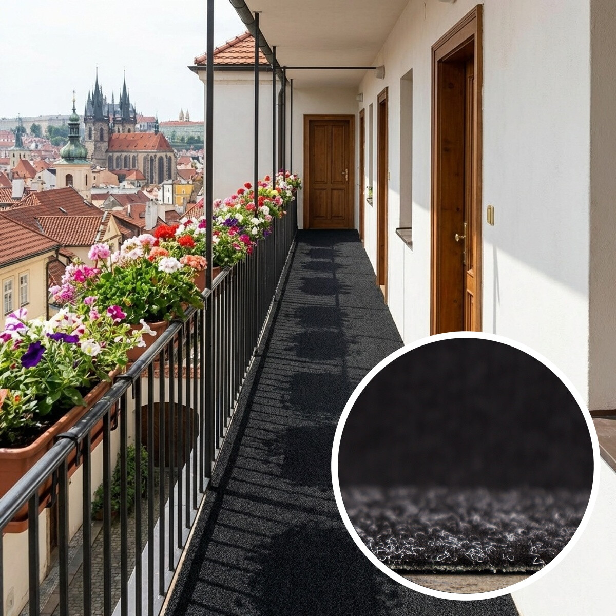 E-shop Betap, AKCIA: 110x225 cm Umelá tráva Wembley jedinečná čierna, šíře, čierna, nopy, chodba / predsieň