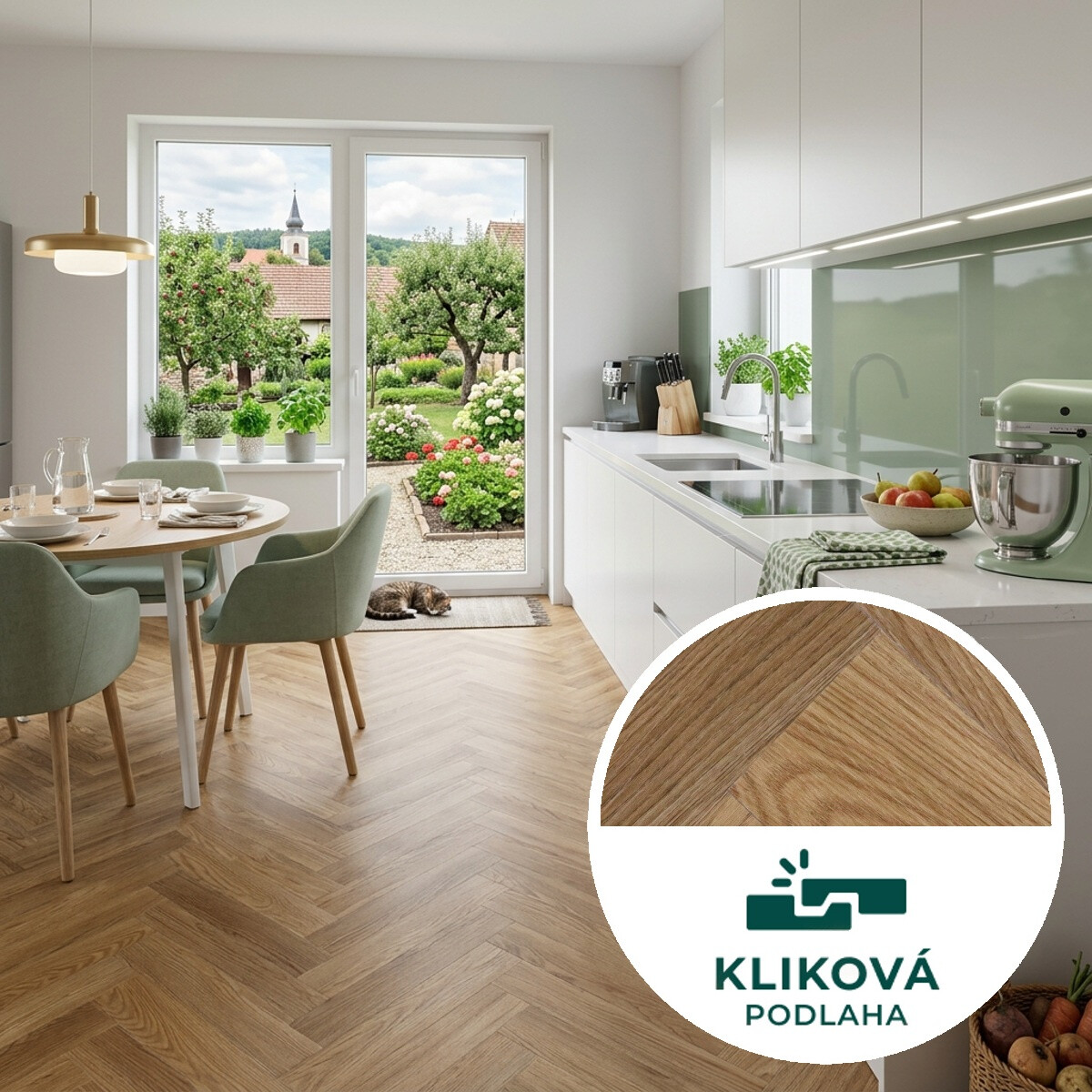 Egibi, Vinylová podlaha kliková Canadian Design Herringbone London, 625 x 125 mm