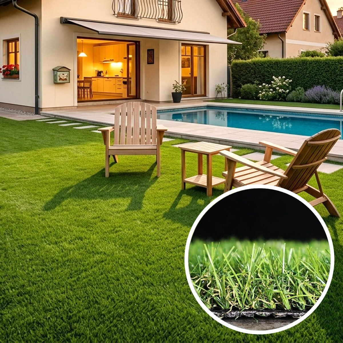 Umelá tráva Profi Garden, vyrezať kruh, šíře 2m,4m, zelená, Europe Grass