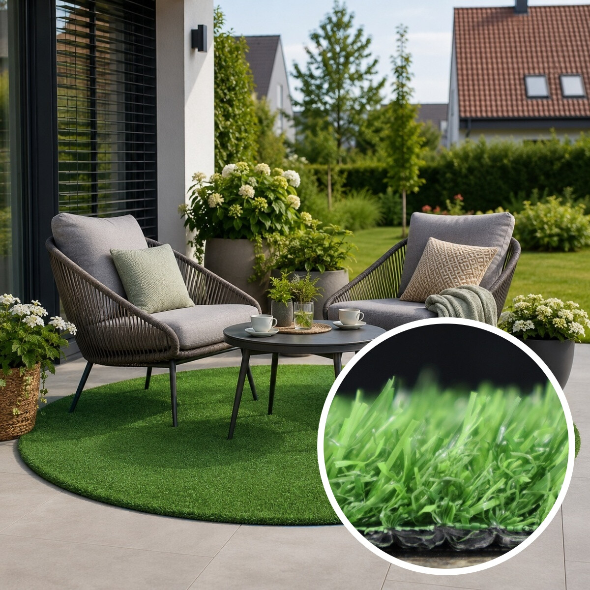 Umelá tráva Pure Green kruh, 320x320 (priemer) kruh, zelená, exteriér, Trade Concept