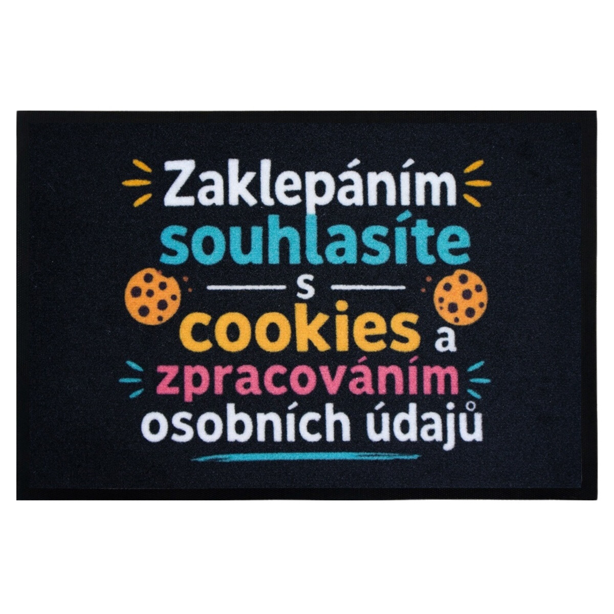 Rohožka Zaklopaním súhlasíte s cookies 40x60 cm, 40x60, čierna, Mercury Flooring
