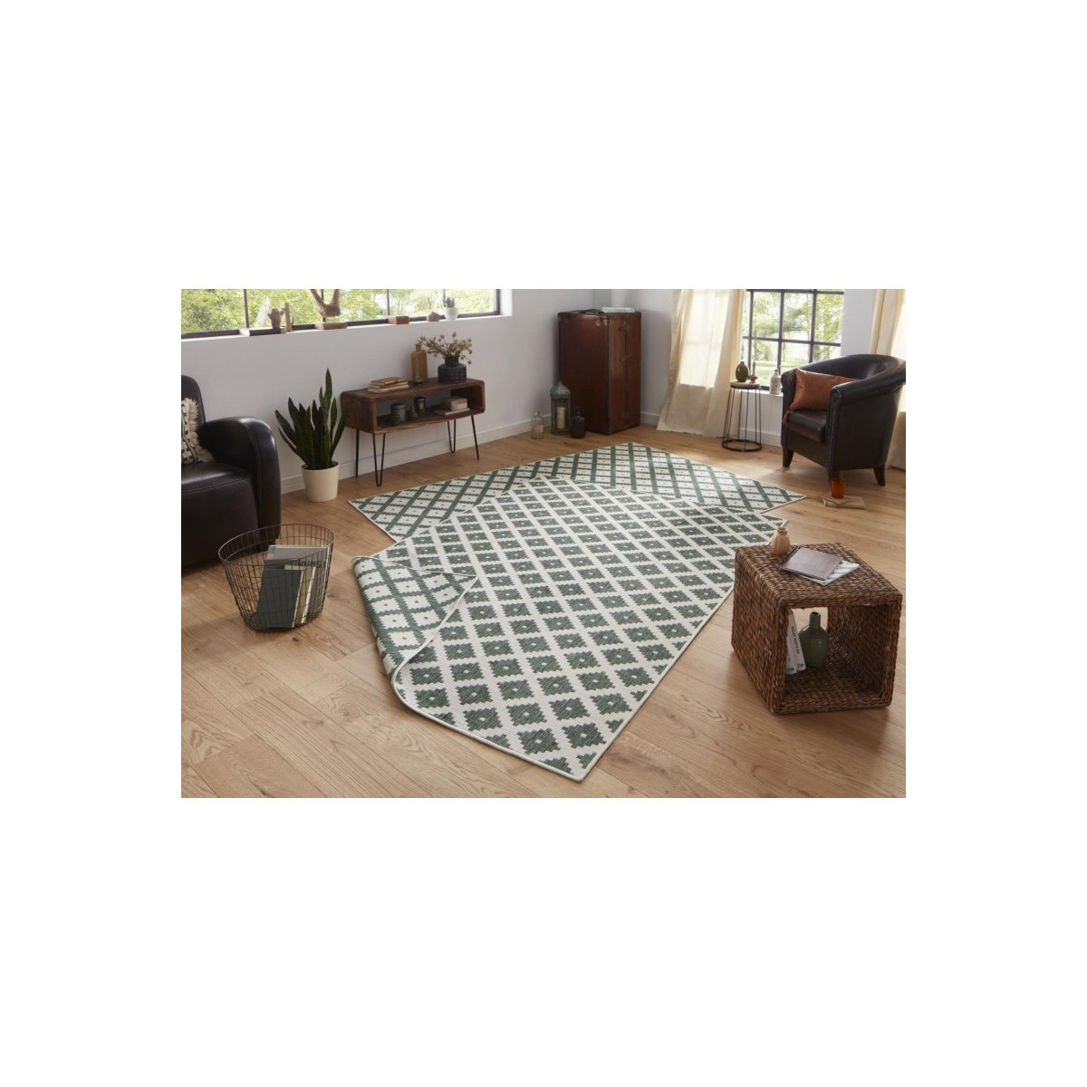 Kusový koberec Twin-Wendeteppiche 103125 grün creme – na von aj na doma