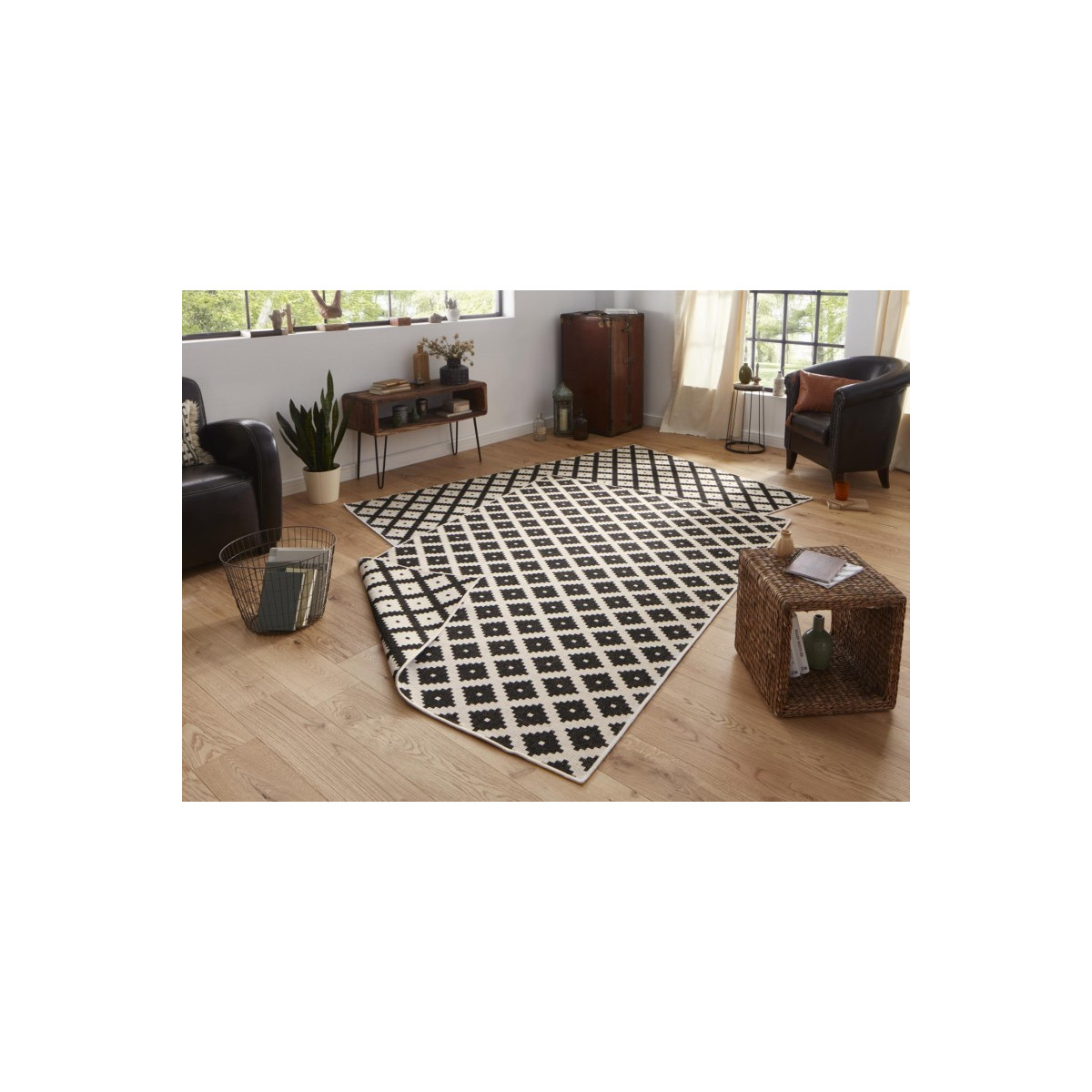 Kusový koberec Twin-Wendeteppiche 103124 schwarz creme