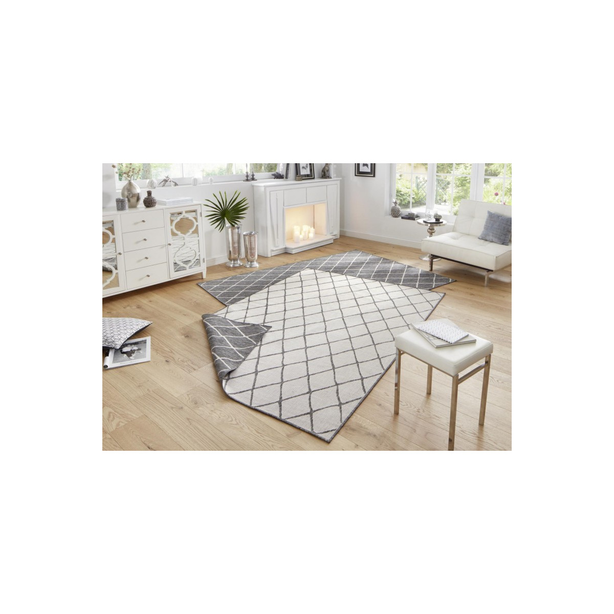 Kusový koberec Twin-Wendeteppiche 103118 grau creme – na von aj na doma