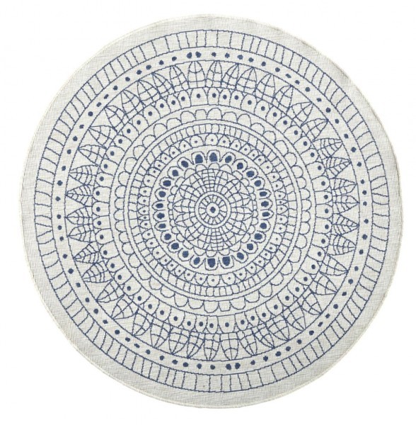 Hanse Home, Kusový koberec Twin-Wendeteppiche 103104 creme blau – na von aj na doma, 200x200 (priemer) kruh, modrá, chodba / predsieň