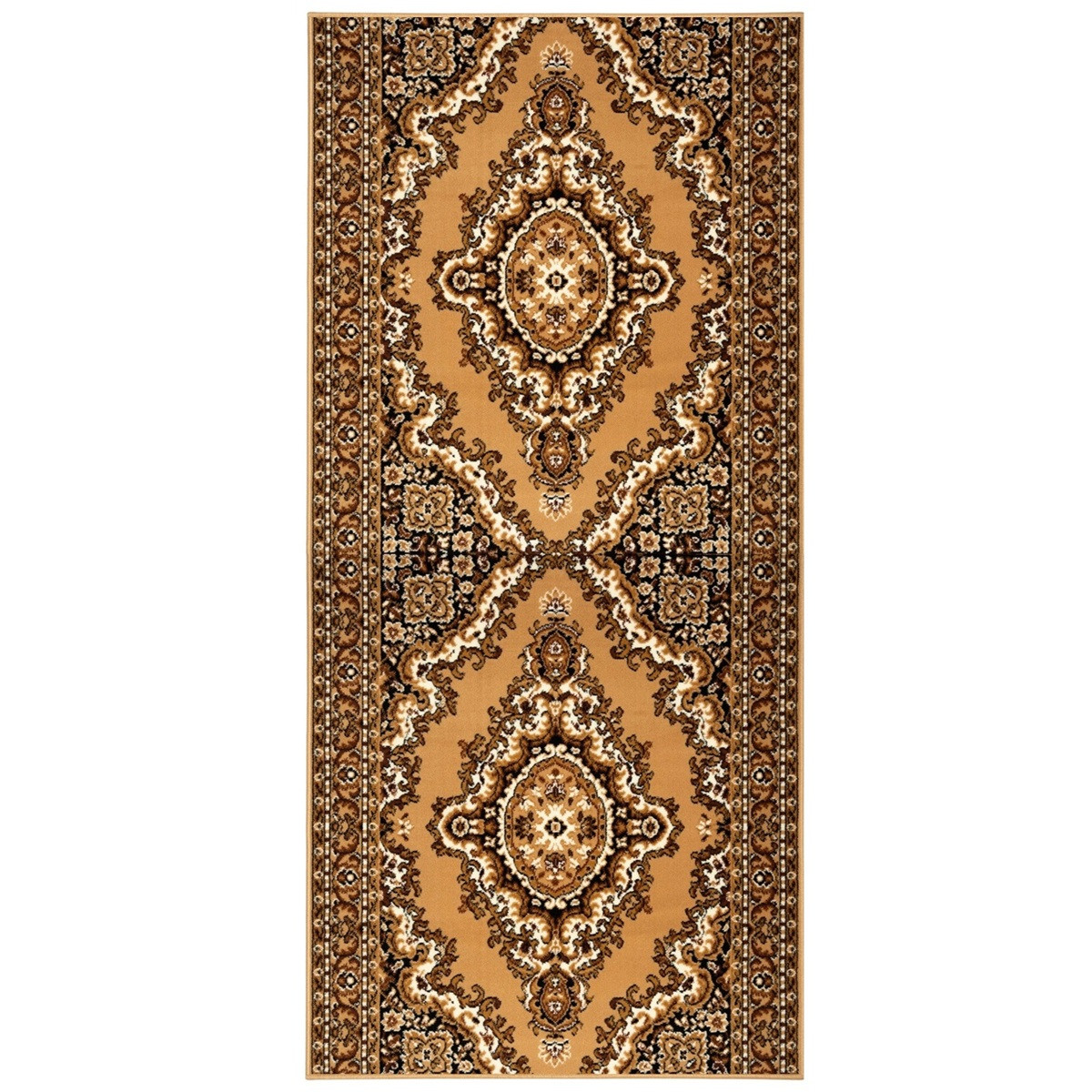 Alfa Carpets, AKCIA: 260x120 cm Behúň na mieru TEHERAN T-102 beige - obšitý zo všetkých strán, béžová, chodba / predsieň