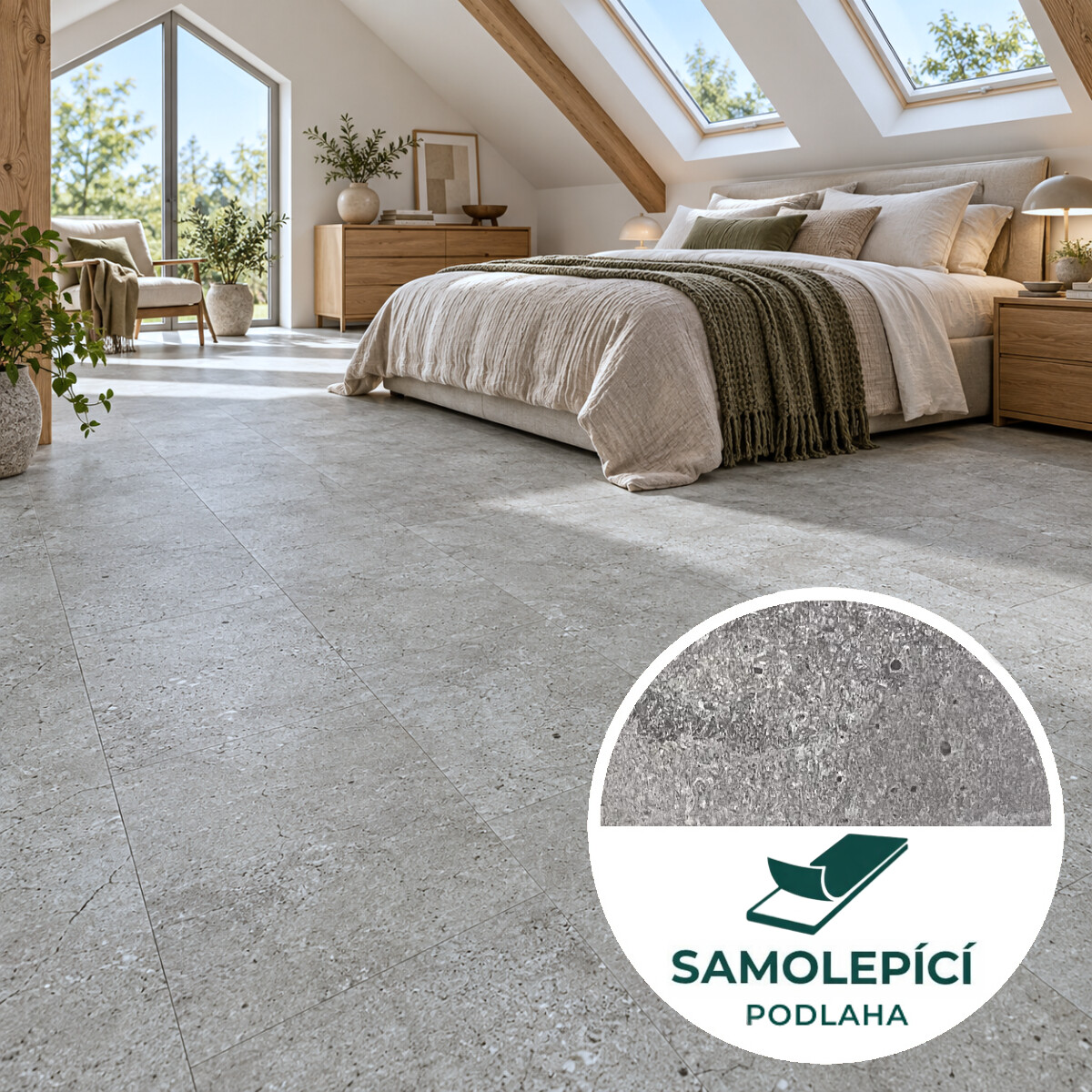 Egibi, Vinylová podlaha samolepiaca Canadian Design Betón šedý Peel & Stick, 609,6 x 304,8 mm