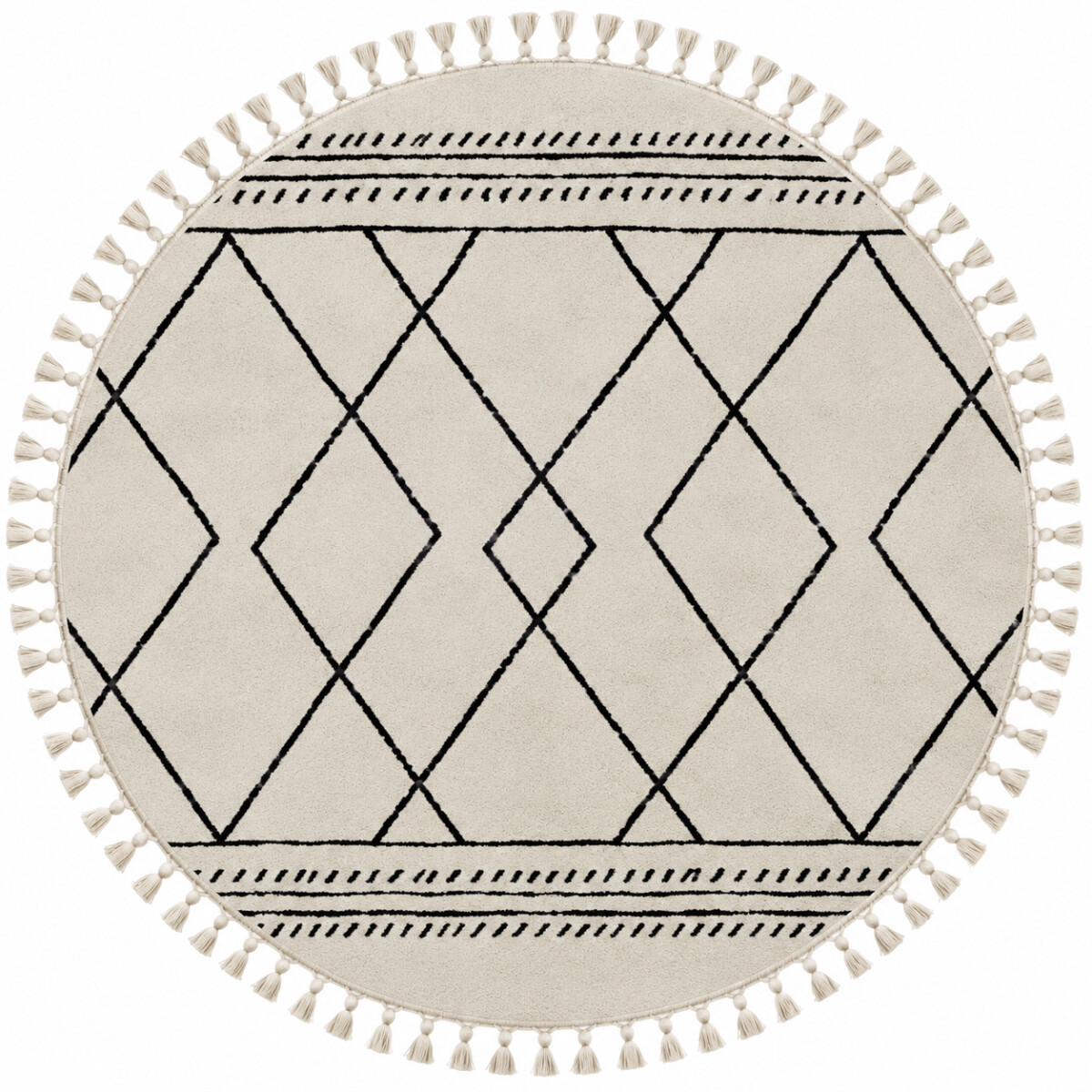 My Flair, Kusový koberec Moroccan Desert weiß/schwarz kruh, 140x140 (priemer) kruh, čiernobiela, obývacia izba