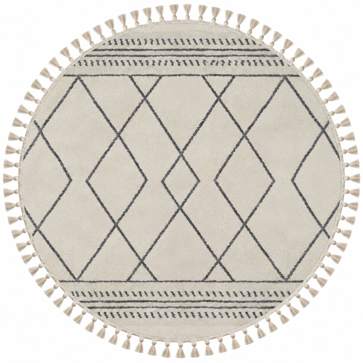 My Flair, Kusový koberec Moroccan Desert weiß/grau kruh, 140x140 (priemer) kruh, čiernobiela, obývacia izba