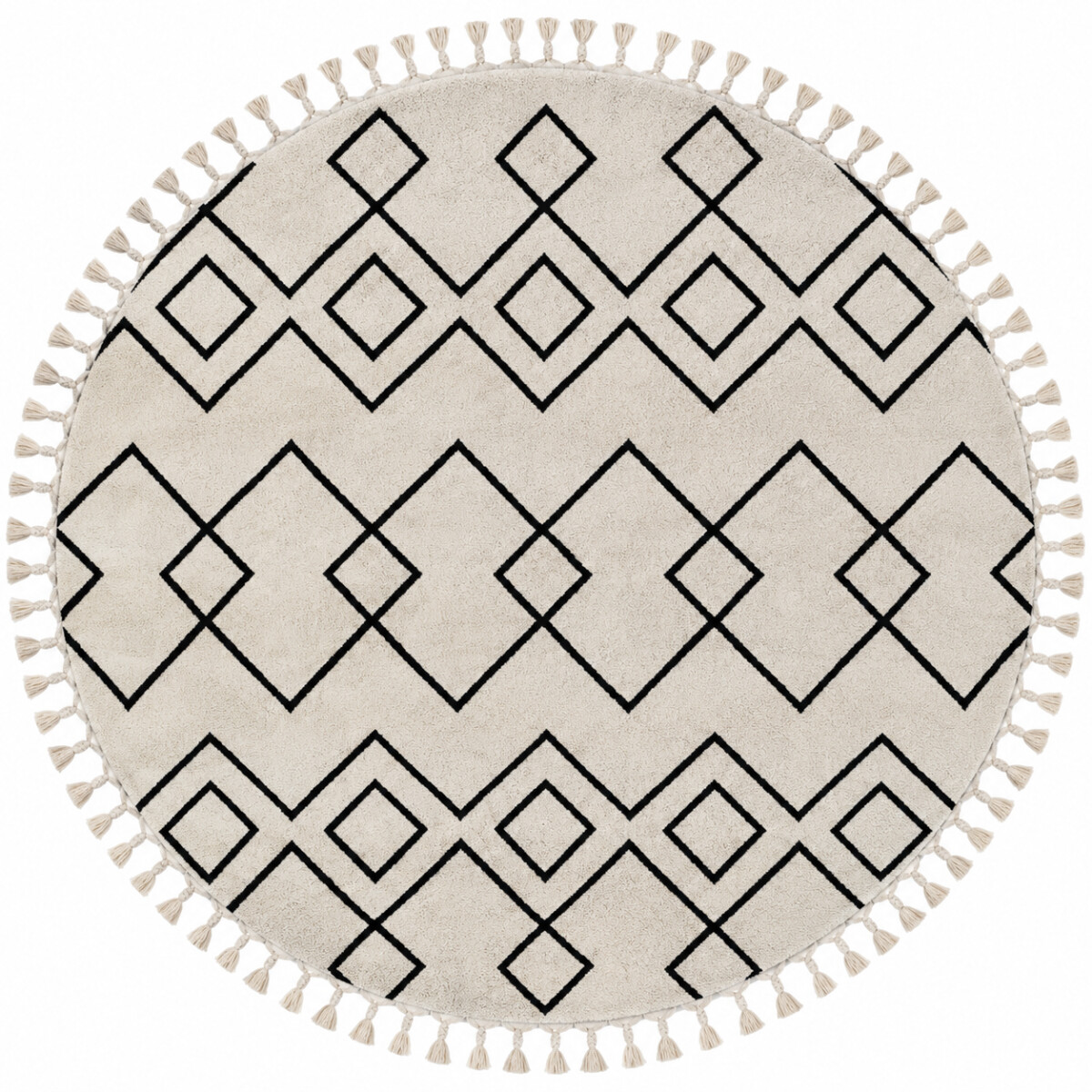 My Flair, Kusový koberec Moroccan Dream weiß kruh, 190x190 (průměr) kruh, čiernobiela, obývacia izba