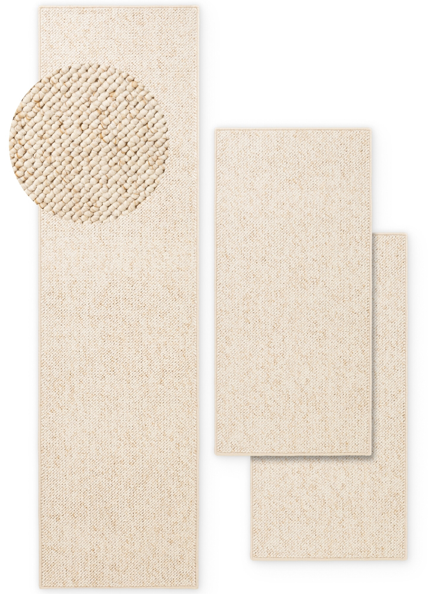 BT Carpet, Spálňová sada Wolly 102843 Creme, 3 diely: 67x140 (2x), 67x250 (1x), biela, spálňa