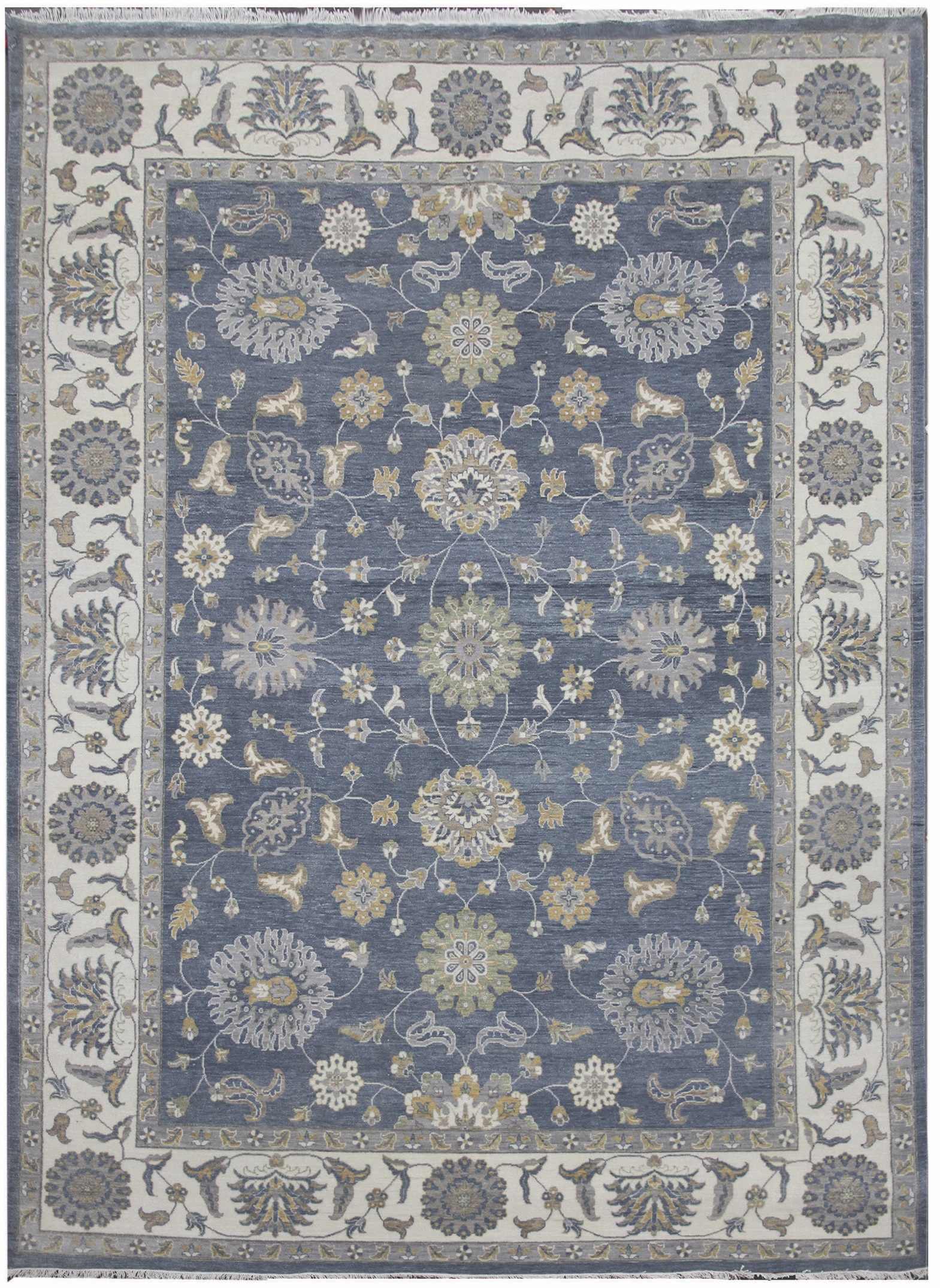 Diamond Carpets India, Ručne viazaný kusový koberec Diamond DC-Zigler Jeans blue / ivory, 180x275, modrá, chodba / predsieň