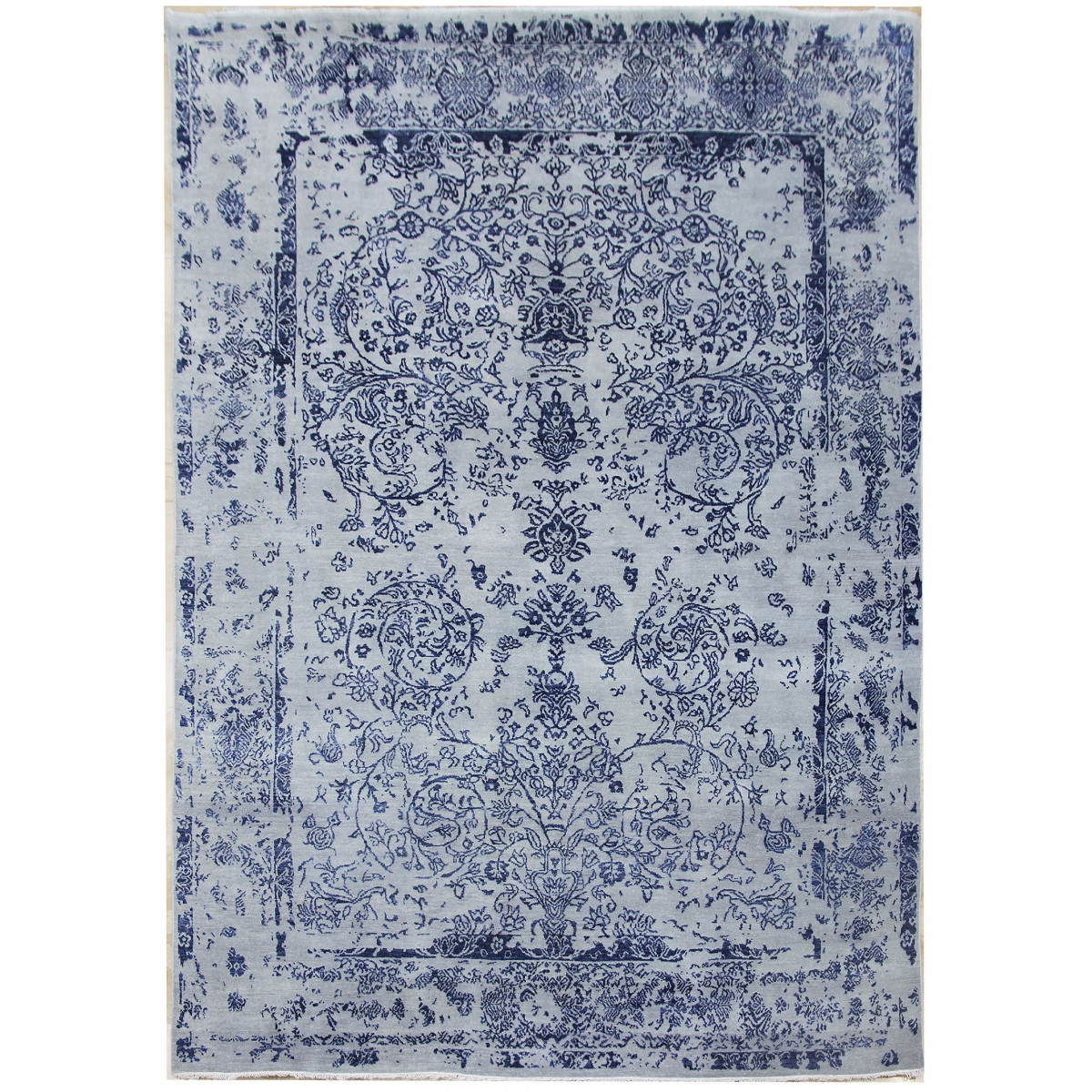Ručne viazaný kusový koberec Diamond DC-JK ROUND Silver / peacock blue