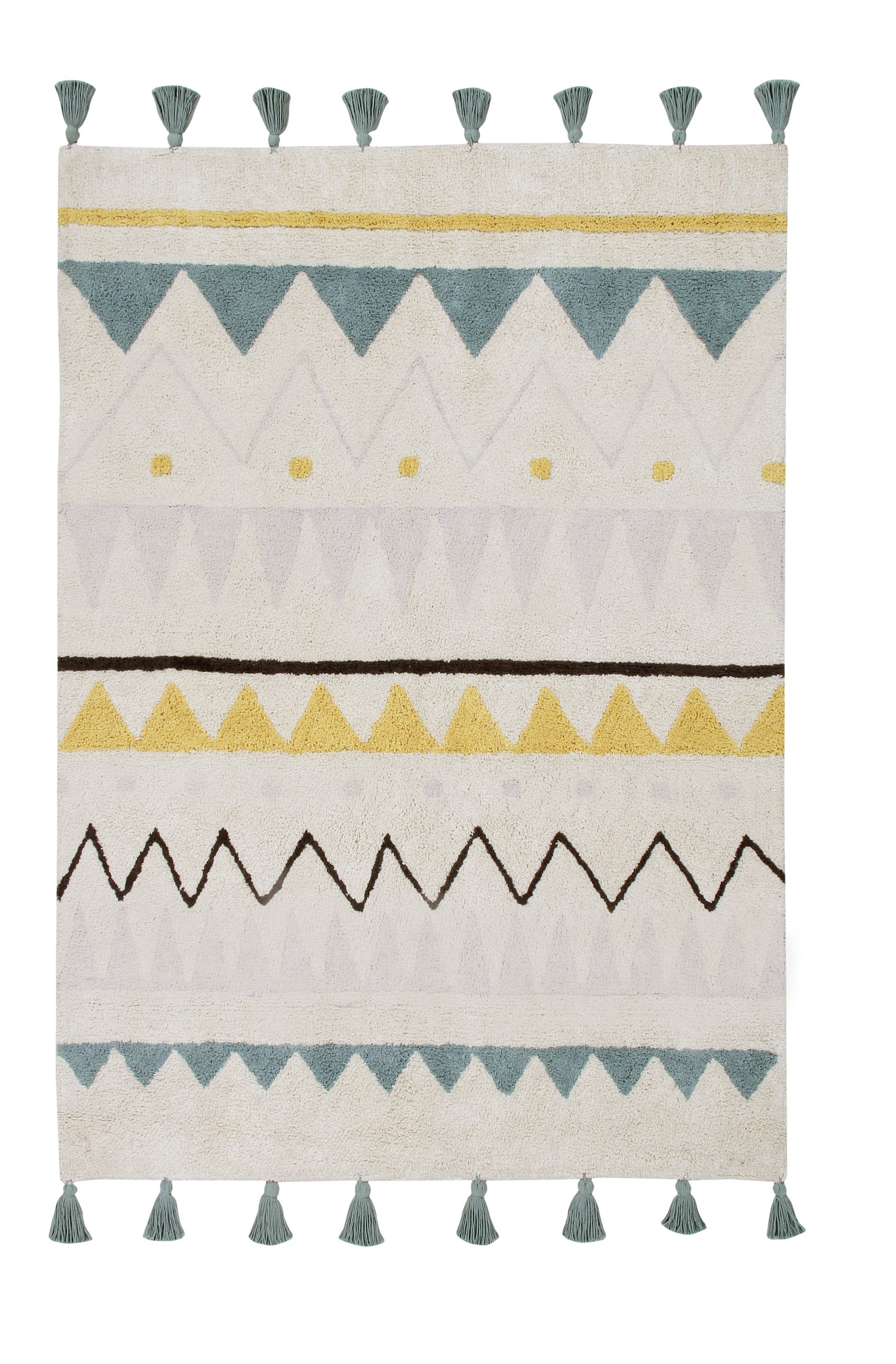Lorena Canals, Ručne tkaný kusový koberec Azteca Natural-Vintage Blue, 120x160, modrá, detská izba