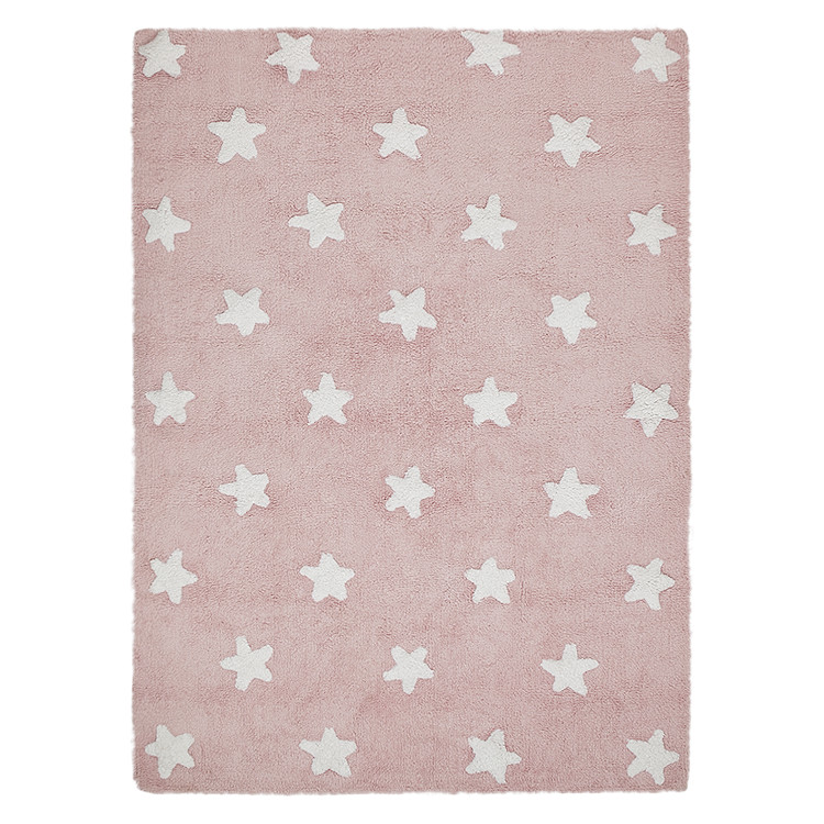 Lorena Canals, Prírodný koberec, ručne tkaný Stars Pink-White, 120x160, ružová, detská izba