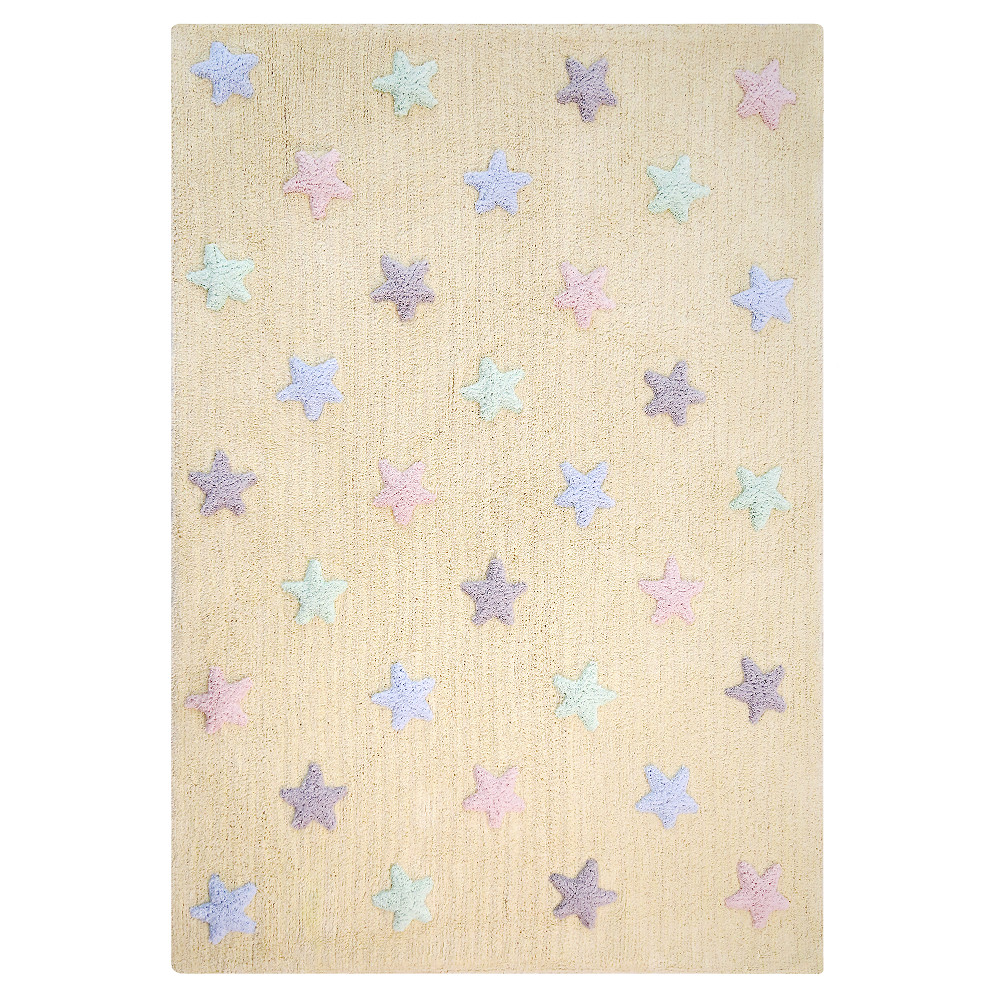 E-shop Lorena Canals, Ručne tkaný kusový koberec Tricolor Stars Vanilla, 120x160, žltá, detská izba