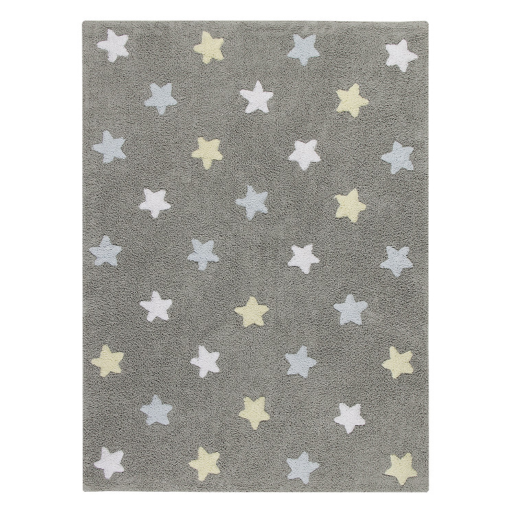 Lorena Canals, Ručne tkaný kusový koberec Tricolor Stars Grey-Blue, 120x160, šedá, detská izba