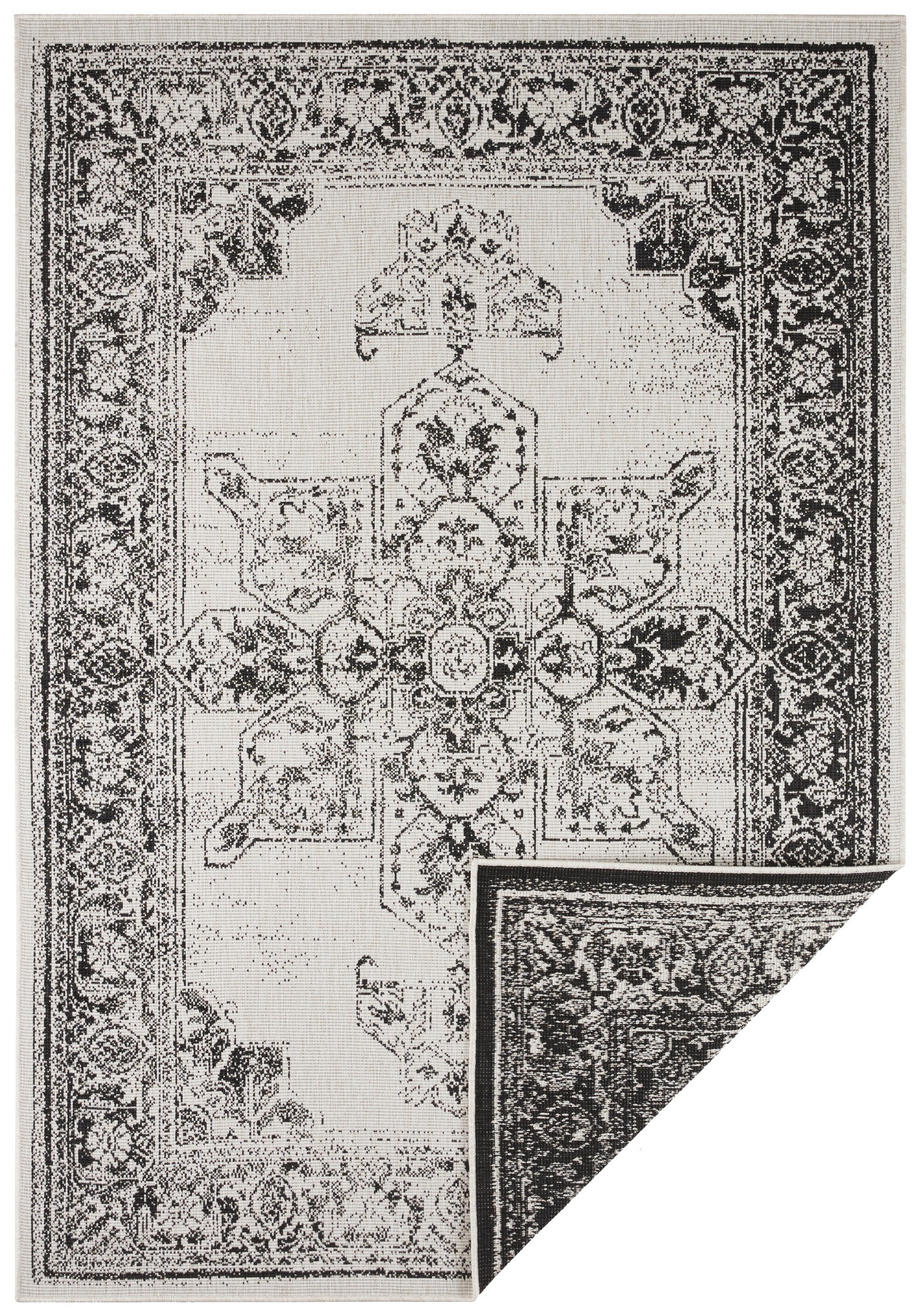 Kusový koberec Twin Supreme 104137 Black / Cream – na von aj na doma - 80x150 cm NORTHRUGS - Hanse Home koberce 