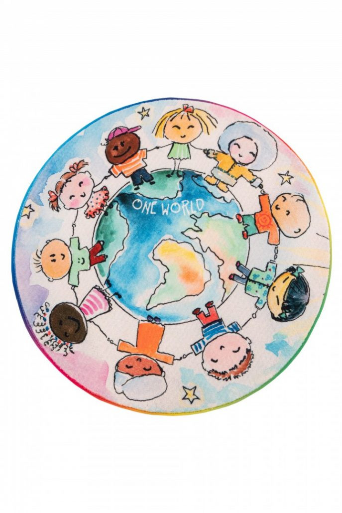 Detský kusový koberec Juno 477 World Map kruh - 80x80 (priemer) kruh cm Obsession koberce 
