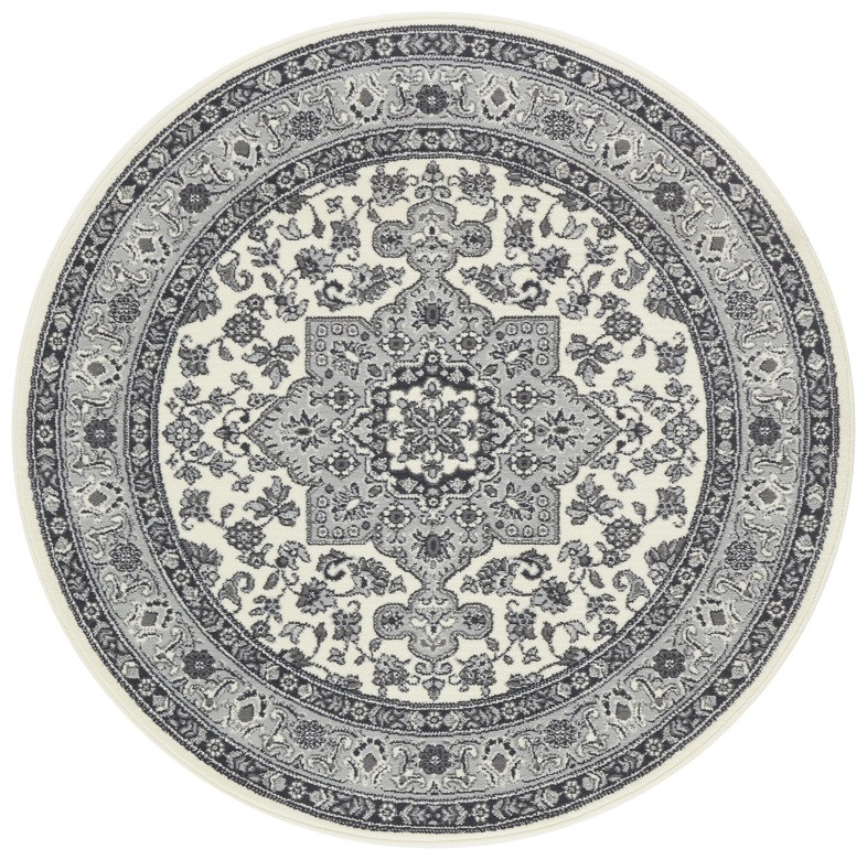 Hanse Home, Kruhový koberec Mirkan 104107 Cream / Grey, 160x160 (priemer) kruh, šedá, chodba / predsieň