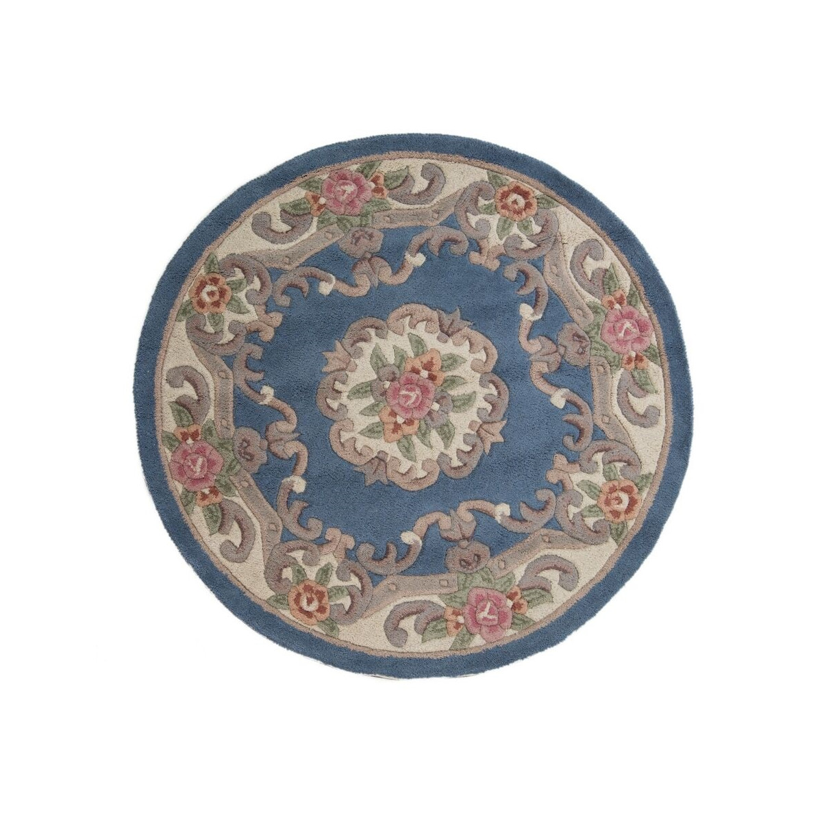 Ručne všívaný kusový koberec Lotus premium Blue kruh