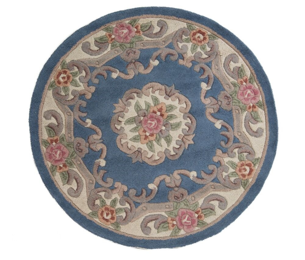 Ručne všívaný kusový koberec Lotus premium Blue kruh - 120x120 (priemer) kruh cm Flair Rugs koberce 
