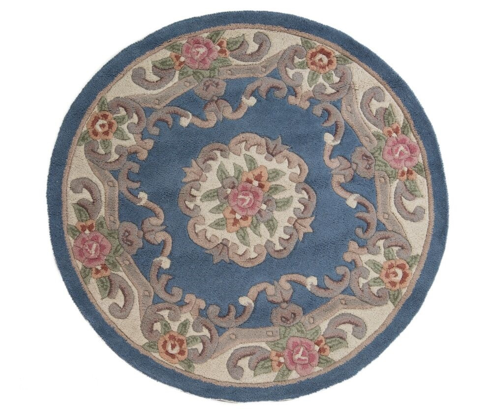 Flair Rugs, Ručne všívaný kusový koberec Lotus premium Blue kruh, 120x120 (priemer) kruh, modrá, chodba / predsieň