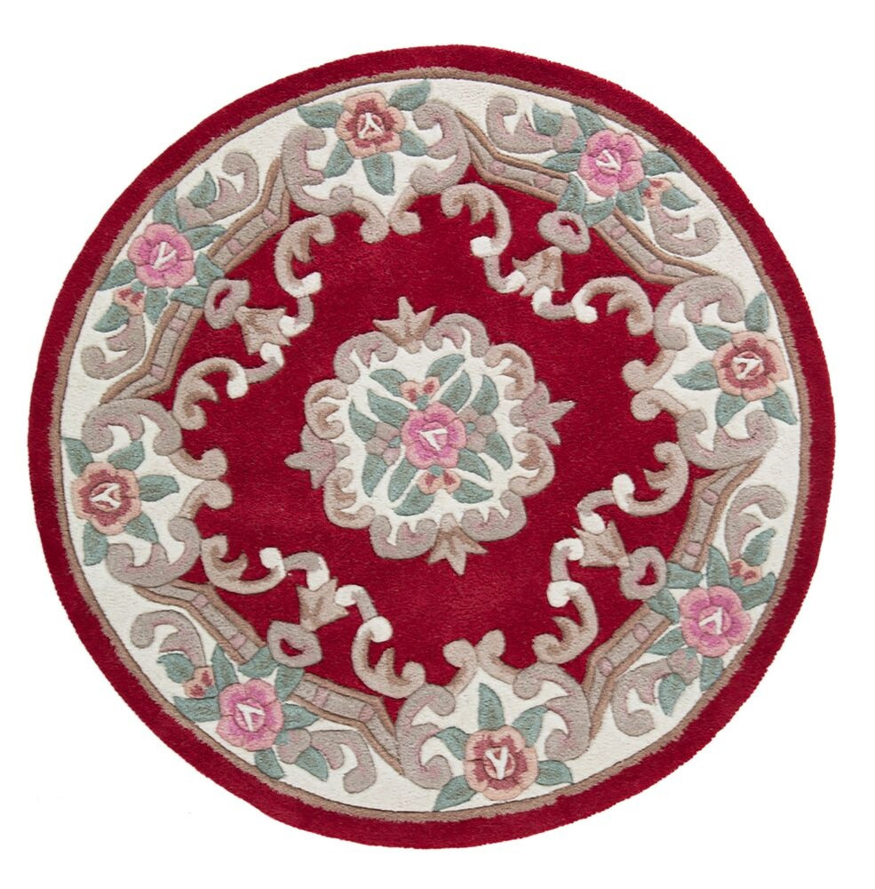 Flair Rugs, Ručne všívaný kusový koberec Lotus premium Red kruh, 120x120 (priemer) kruh, červená, chodba / predsieň