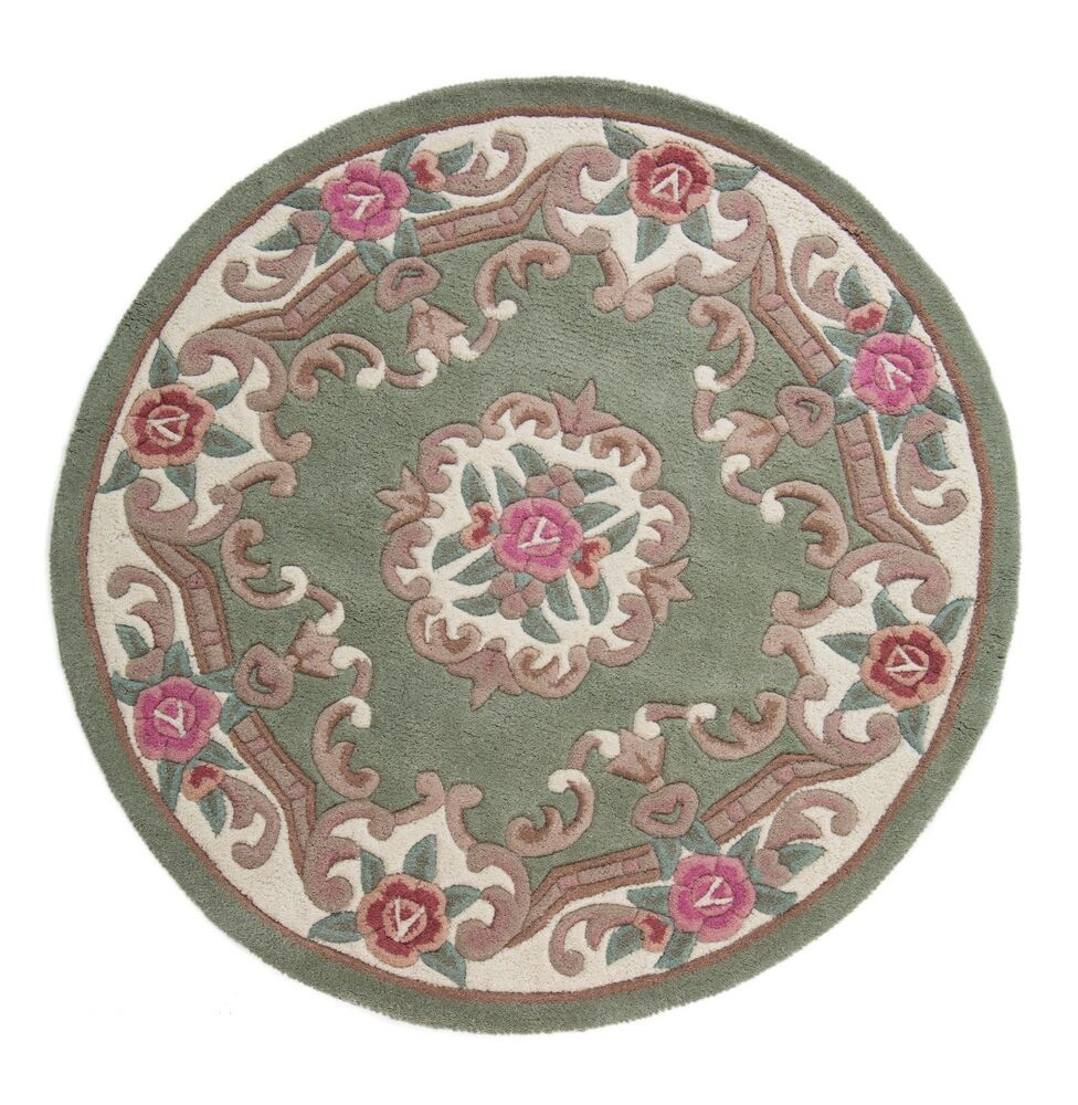 Flair Rugs, Ručne všívaný kusový koberec Lotus premium Green kruh, 120x120 (priemer) kruh, zelená, chodba / predsieň